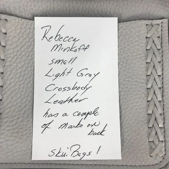 REBECCA MINKOFF Crossbody Bag Light Gray Leather Small 8X7 - Picture 12 of 16